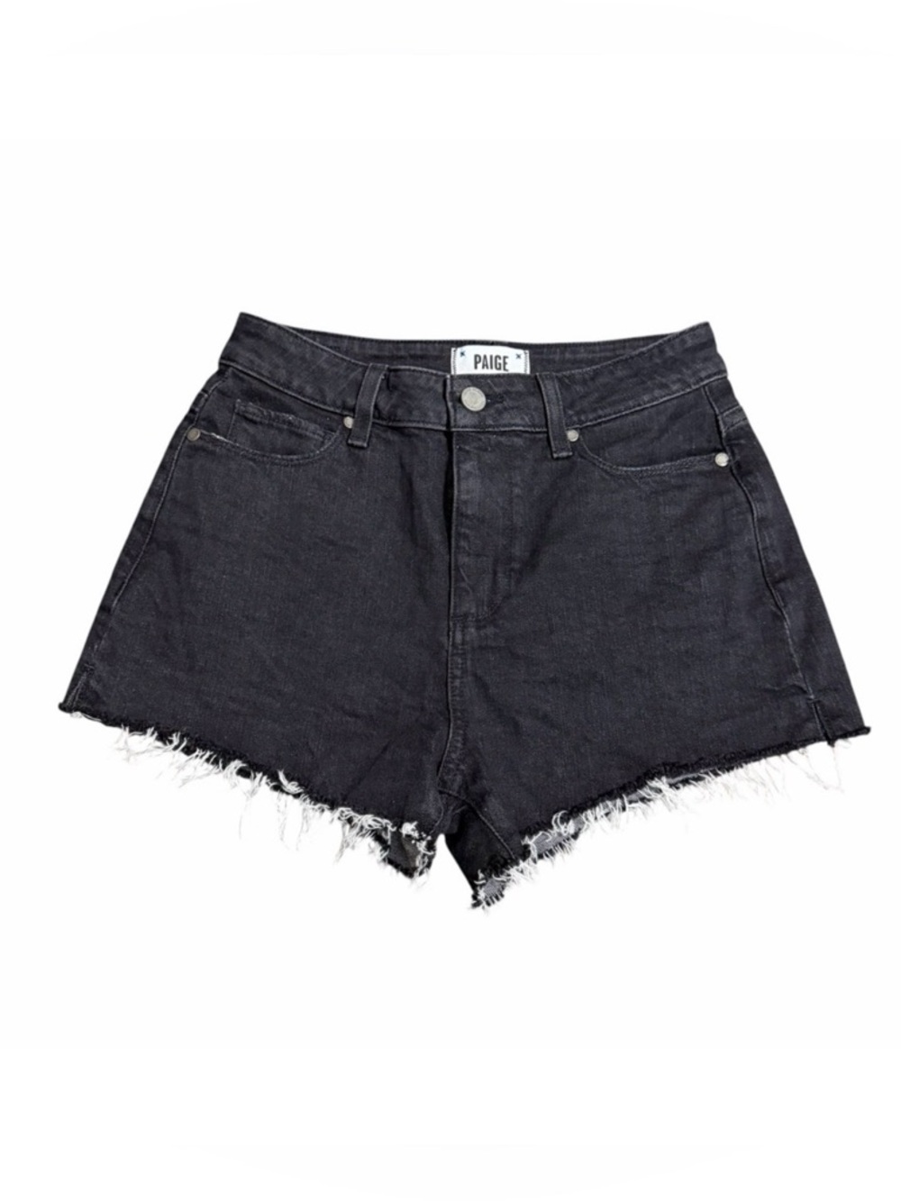 PAIGE Margot High Rise Cutoff Denim Shorts | Black | Size 26